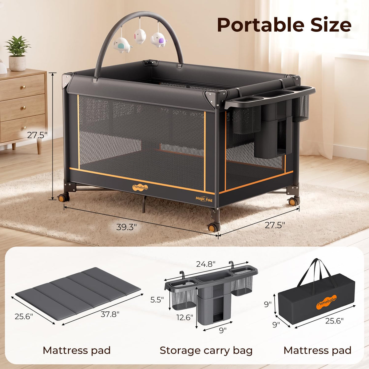 Portable Foldable Playard with Mattress and Storage Bag E658