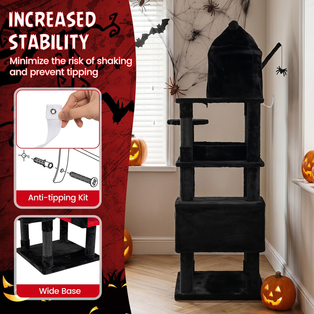 70-inch Multi-Level Black Cat Tree O132