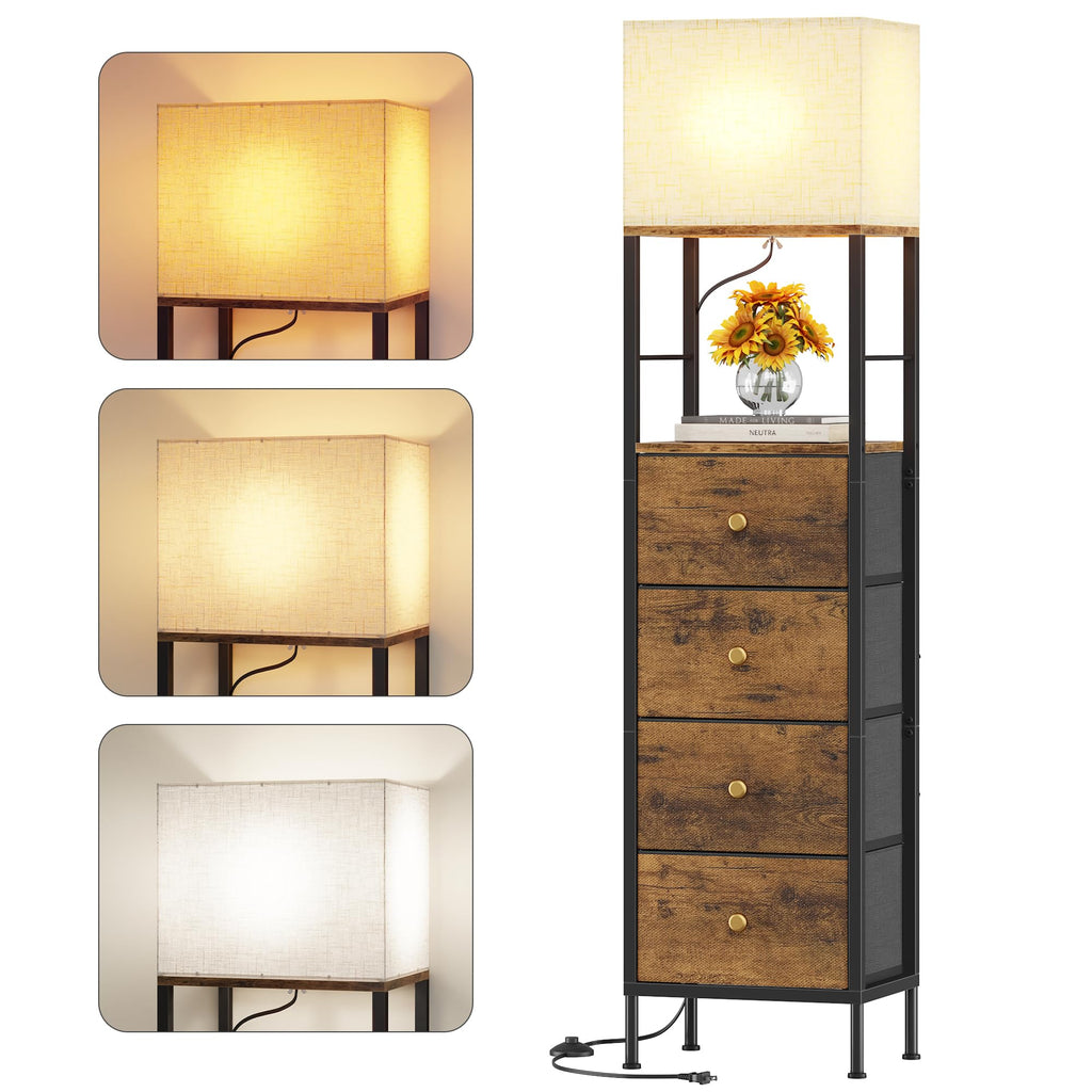 Tall Nightstand with Light & 4 Drawers G23013
