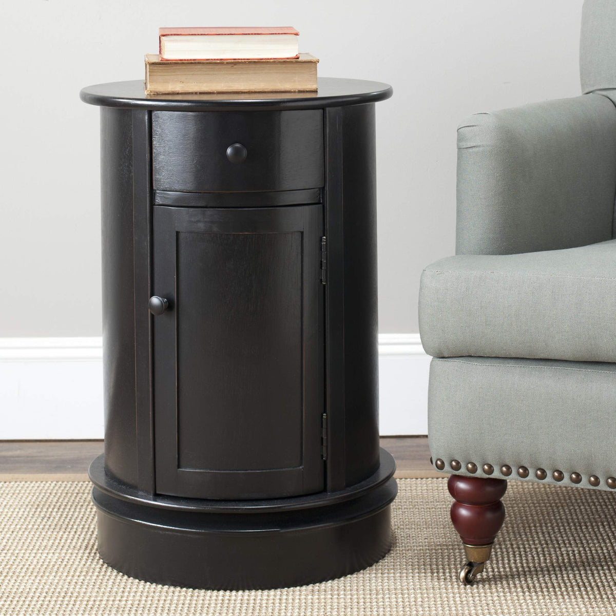 26" Dark Cherry Swivel Storage Accent Table T70581