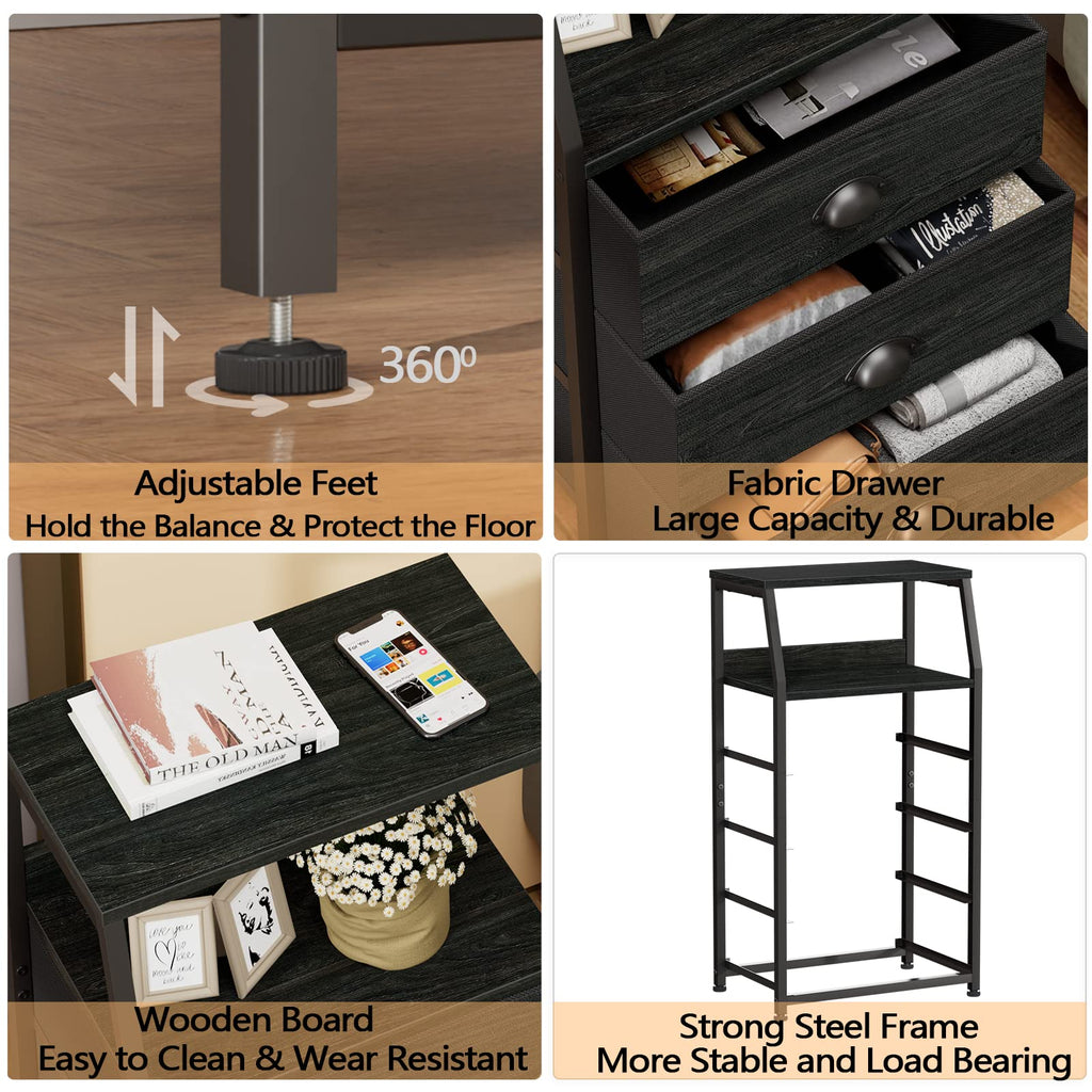 Tall Nightstand with Fabric Drawer K1044