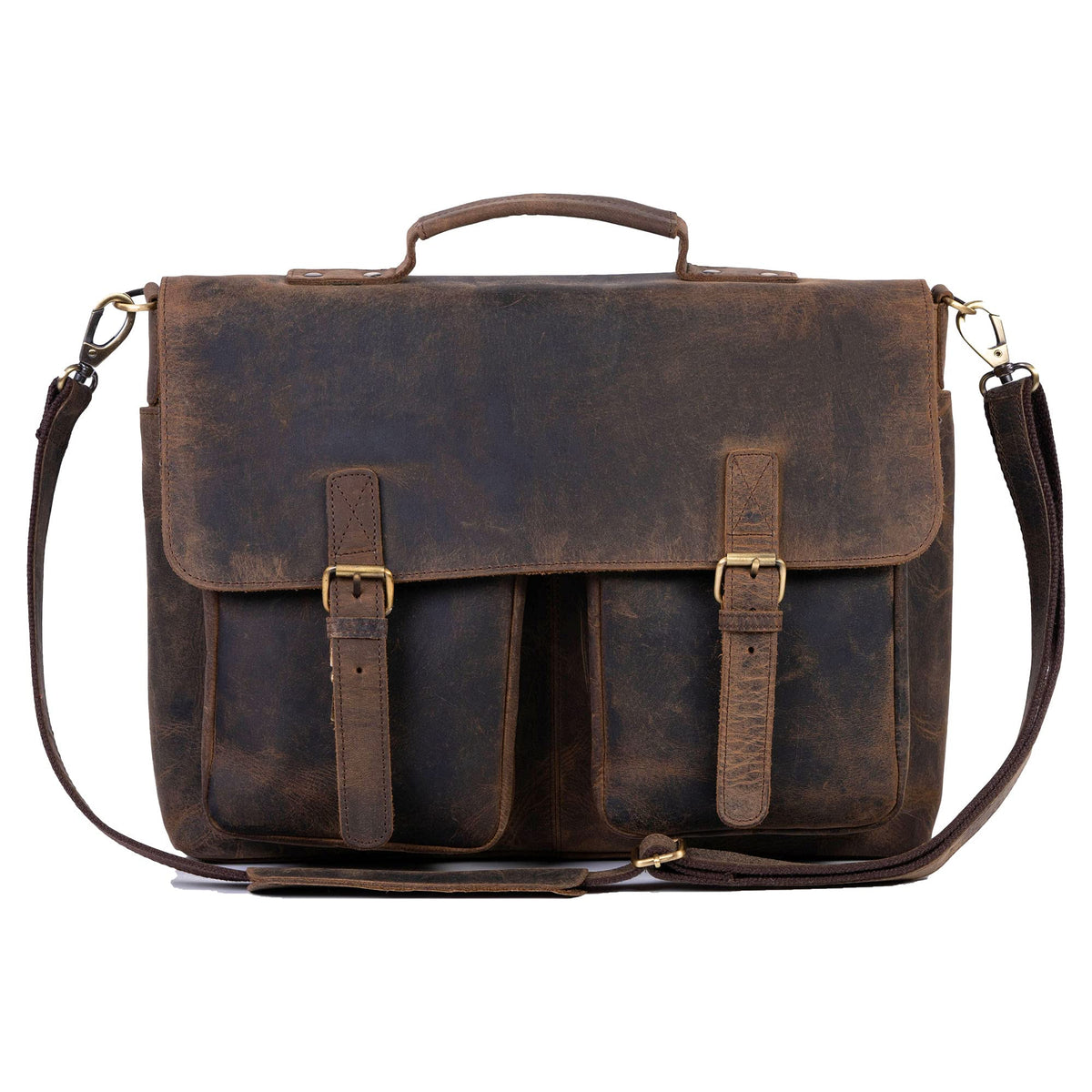18 Inch Leather Messenger Bag V9884
