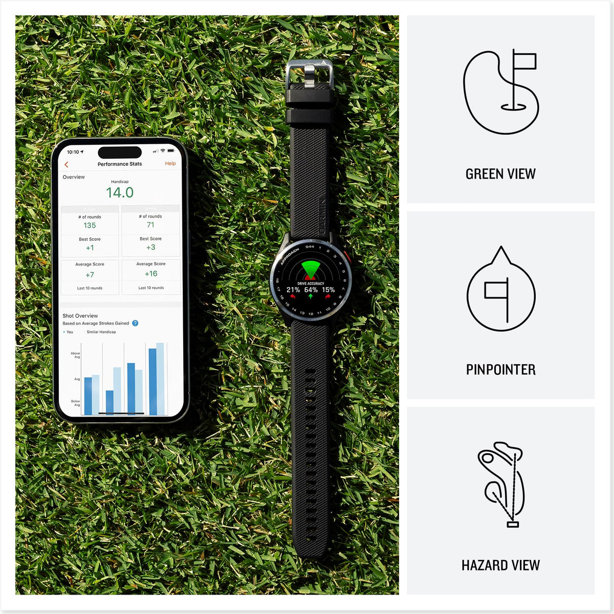 Golf GPS Smartwatch 43mm Black V7415