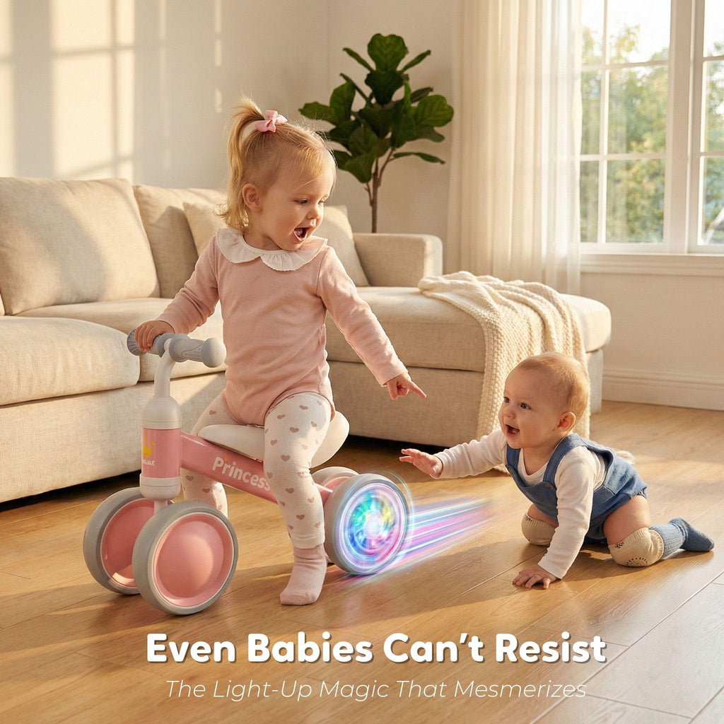 Pink Balance Bike with LED Light Up Wheels D206659