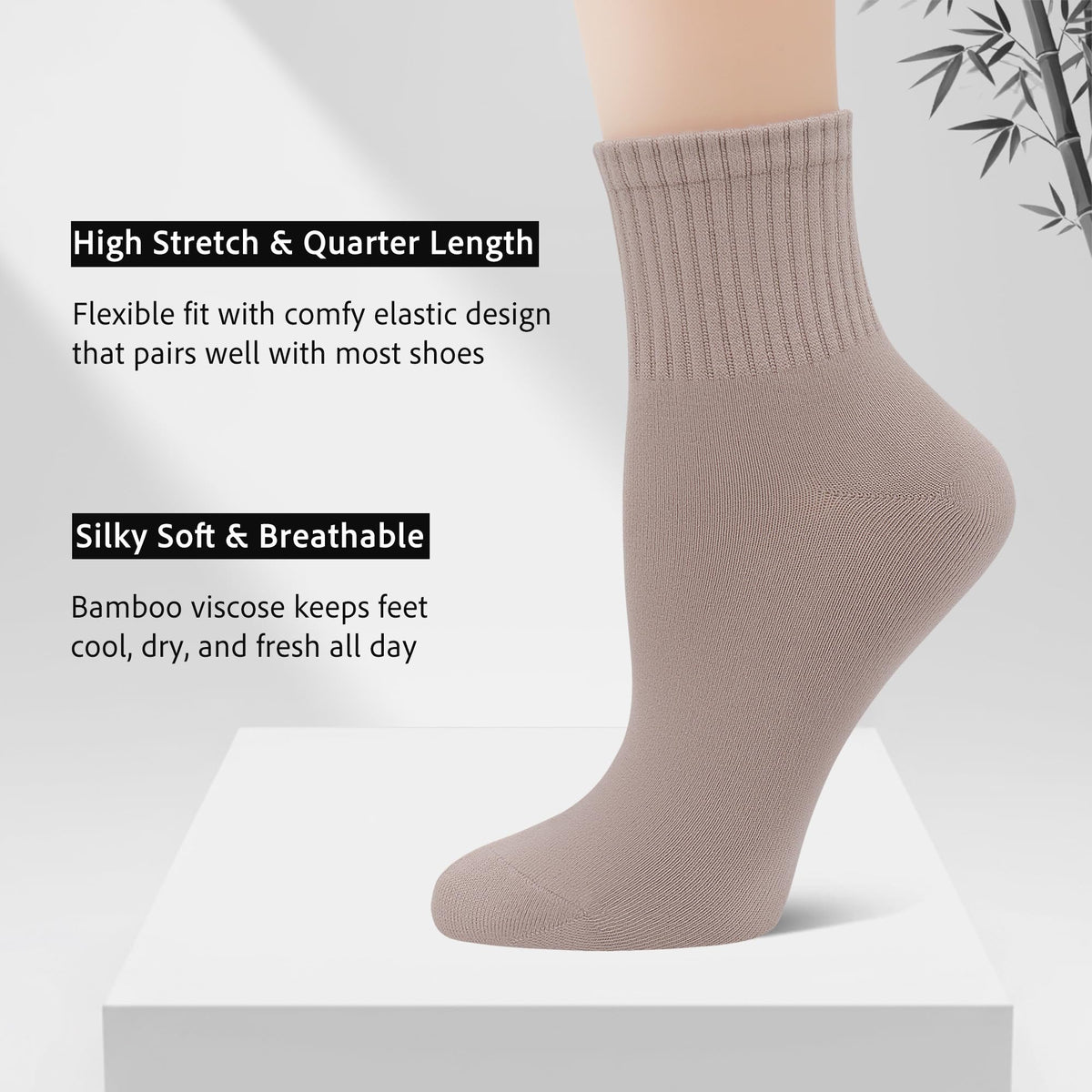 Viscose Bamboo Mini Crew Socks 5 Pairs E365