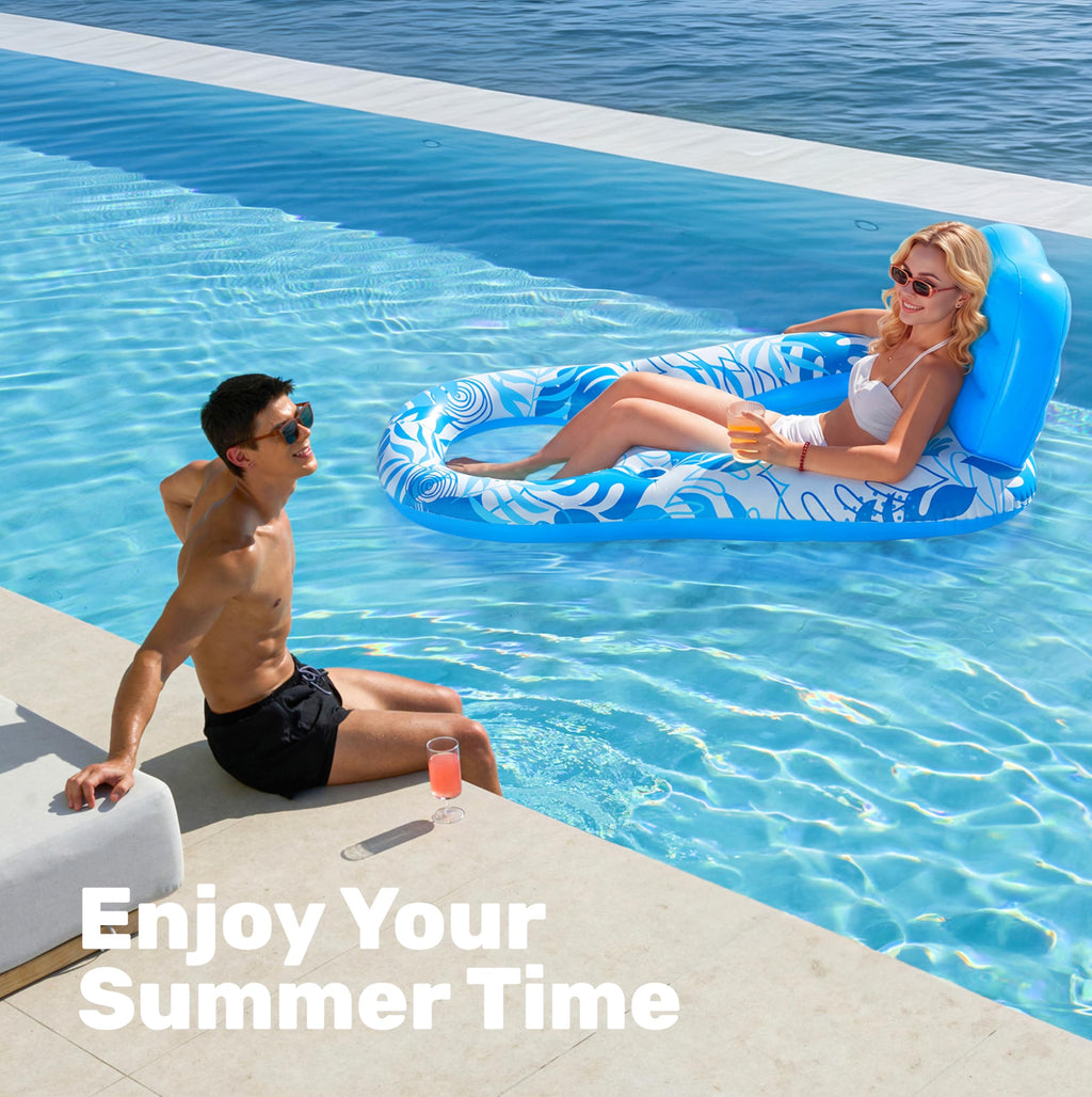 Inflatable Pool Float Lounger with Cup Holders Y524969