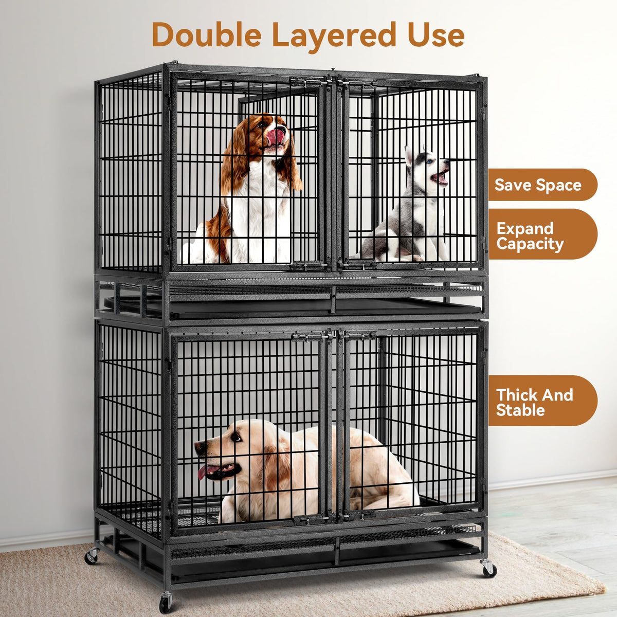48 inch Wire Dog Crate with Divider H1250