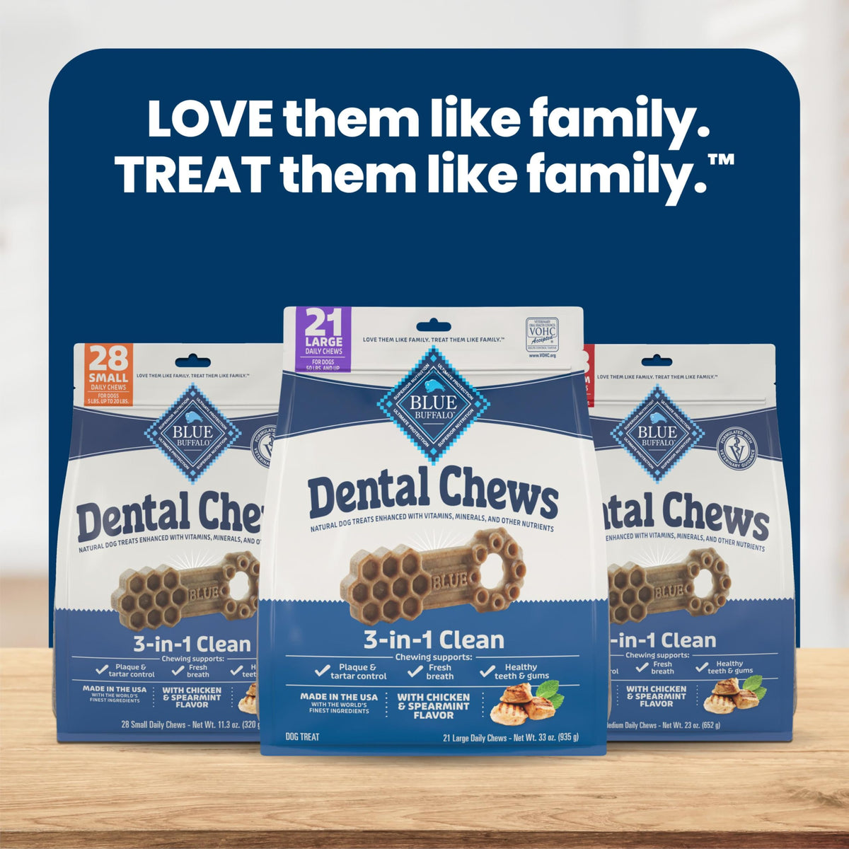 Chicken & Spearmint Large Dental Chews, 33 oz, 21 ct L1408