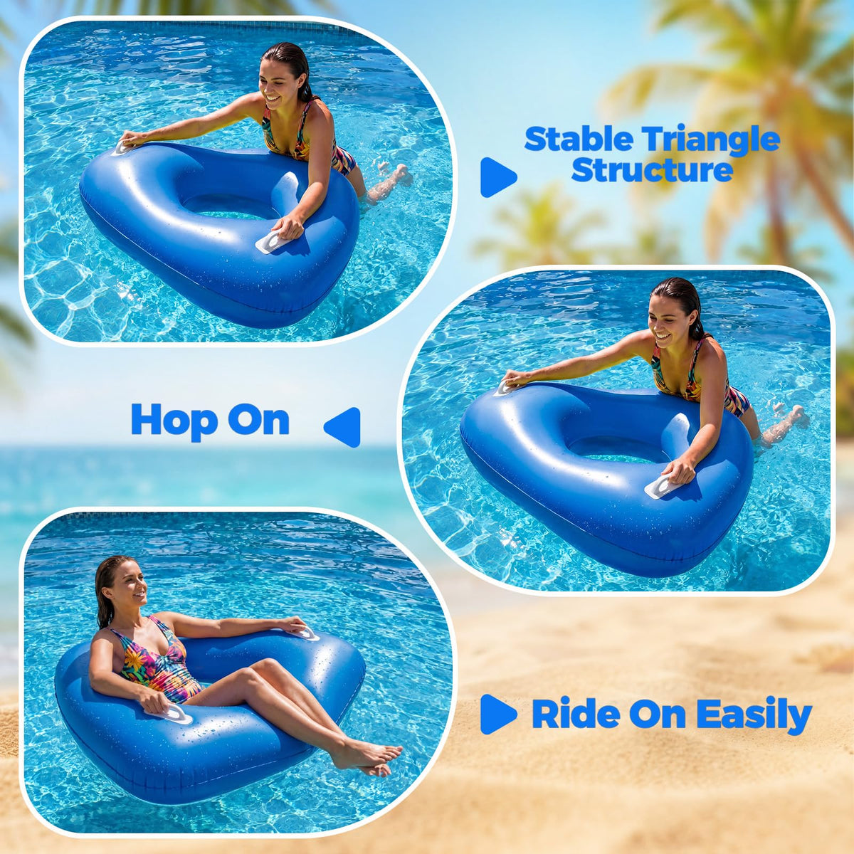 44" Large Triangular Inflatable Pool Float Tube U498586