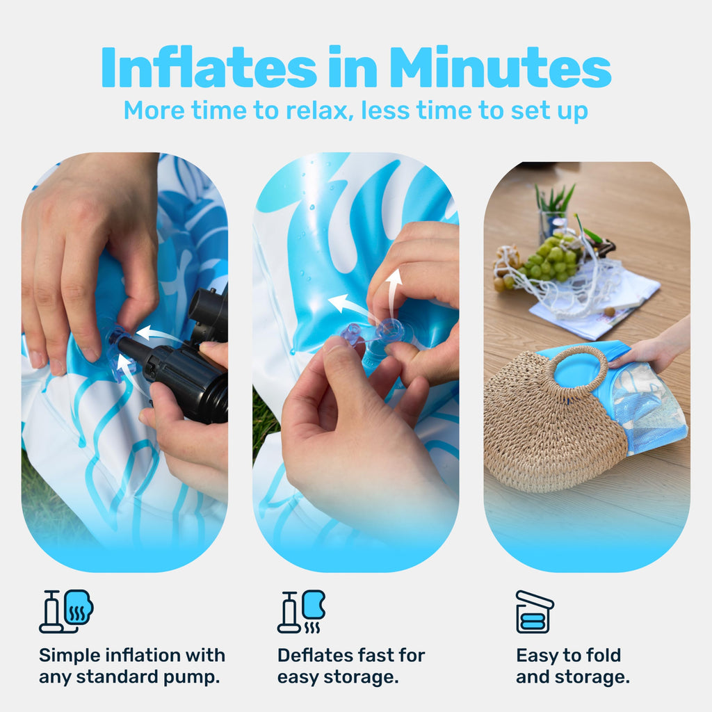 Inflatable Pool Float Lounger with Cup Holders Y524969