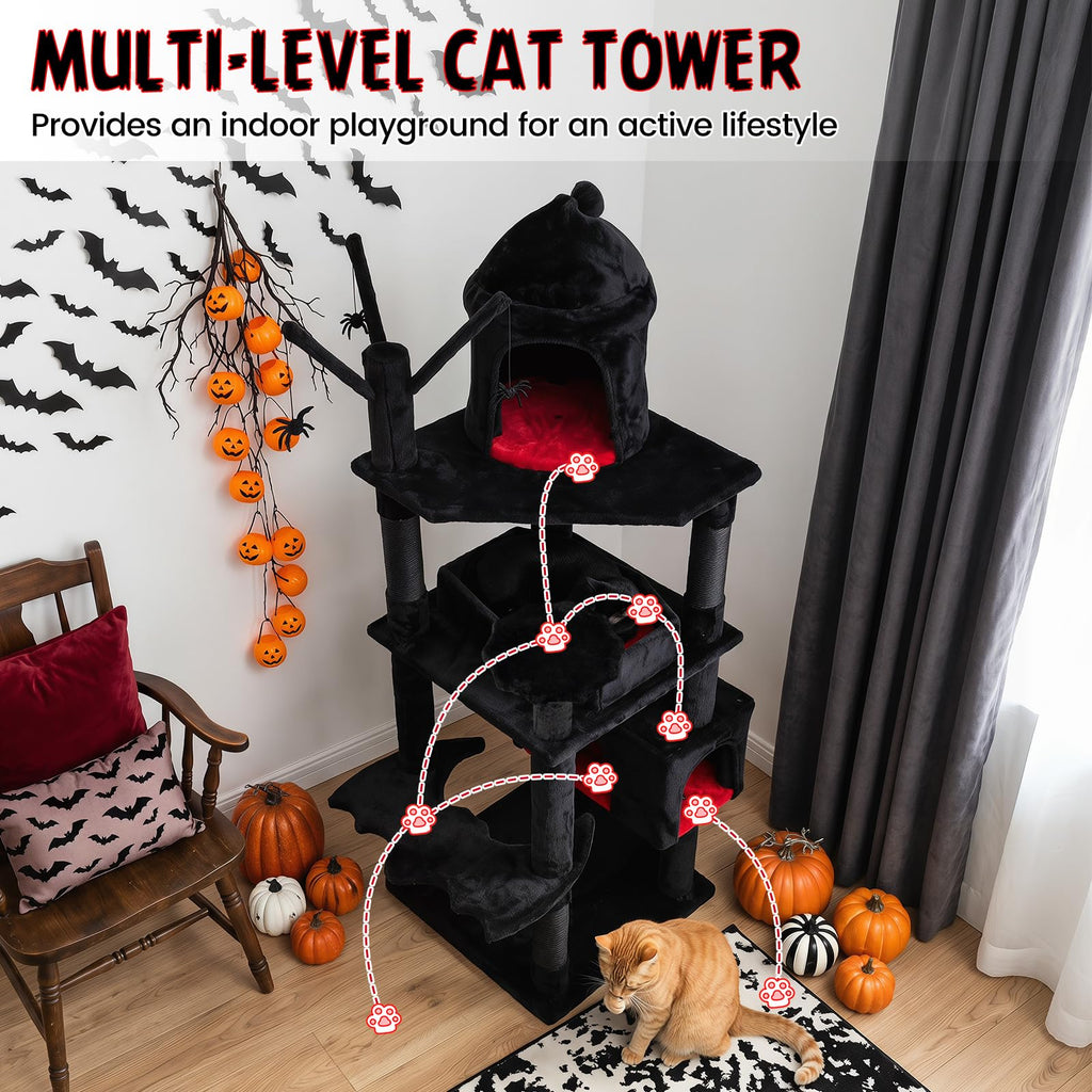 70-inch Multi-Level Black Cat Tree O132