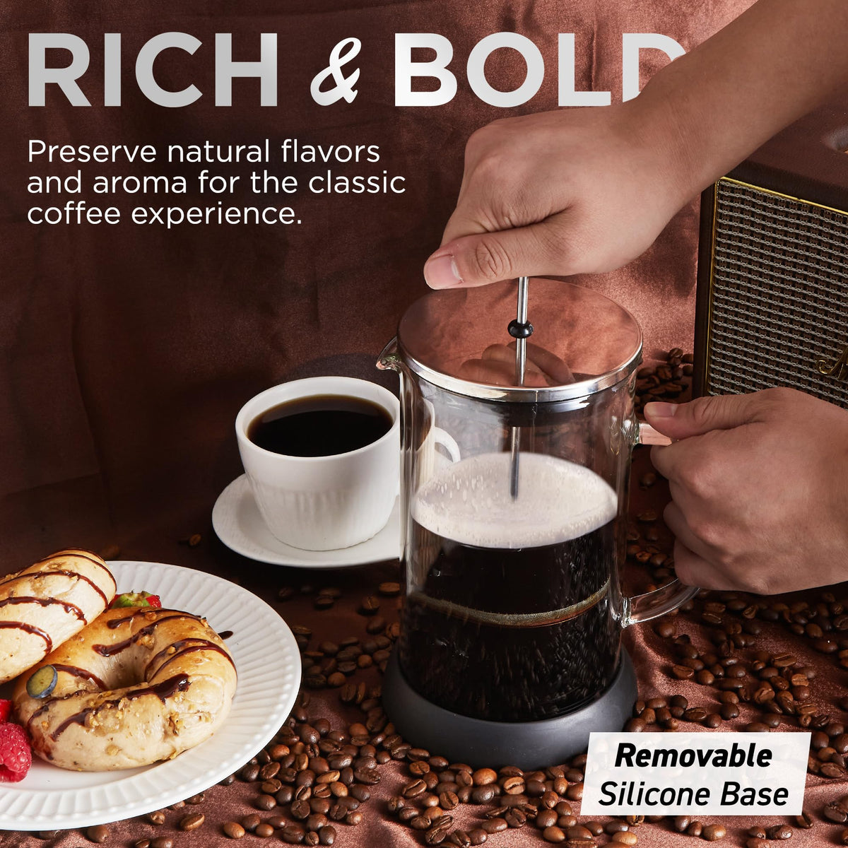French Press Coffee Maker 1-Liter Glass Carafe P261
