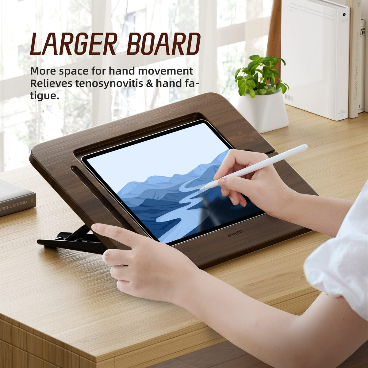 Bamboo Tablet Stand with 5 Pack Pencil Grips J33740