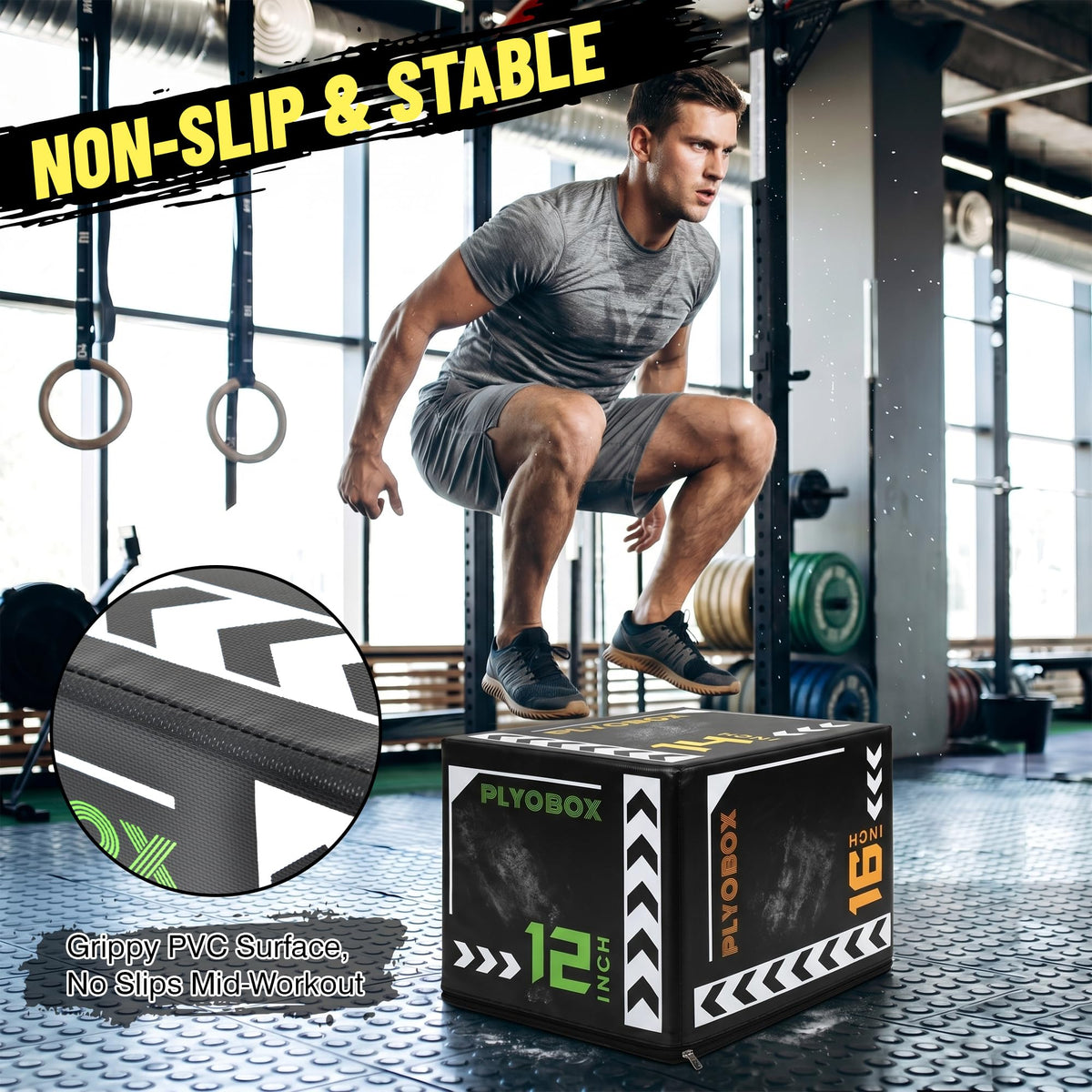 3-in-1 Foam Plyometric Jump Box with Non-Slip PVC Cover O57444