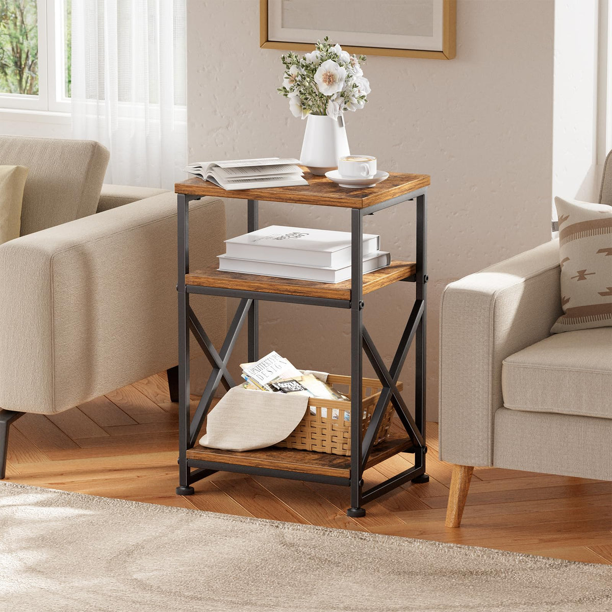 3 Tiers Open Shelves Side Table H13155