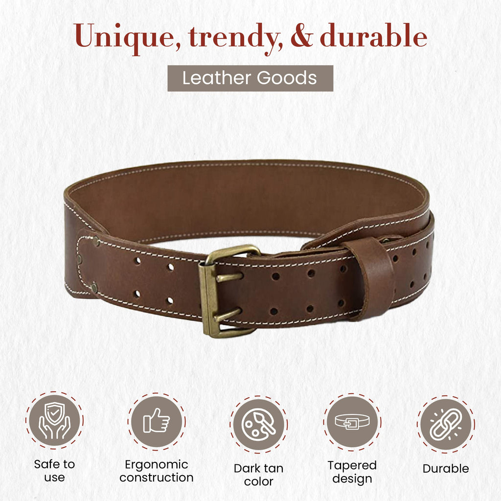3" Wide Tapered Full-Grain Leather Work Belt V89304