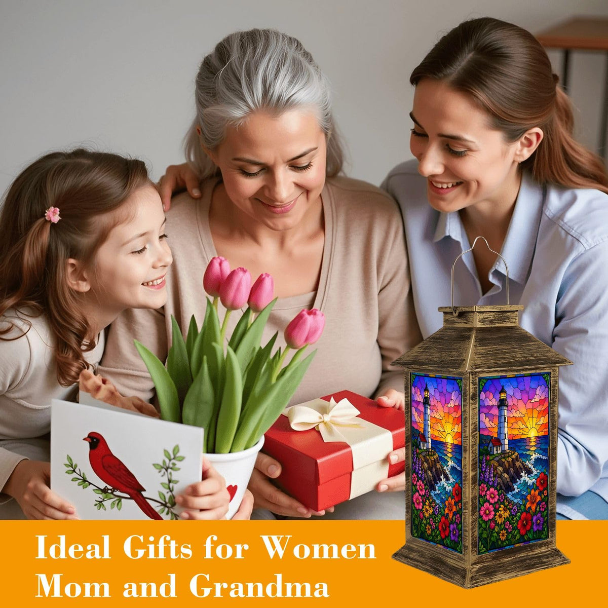 Waterproof Stained Glass Solar Lantern R83217