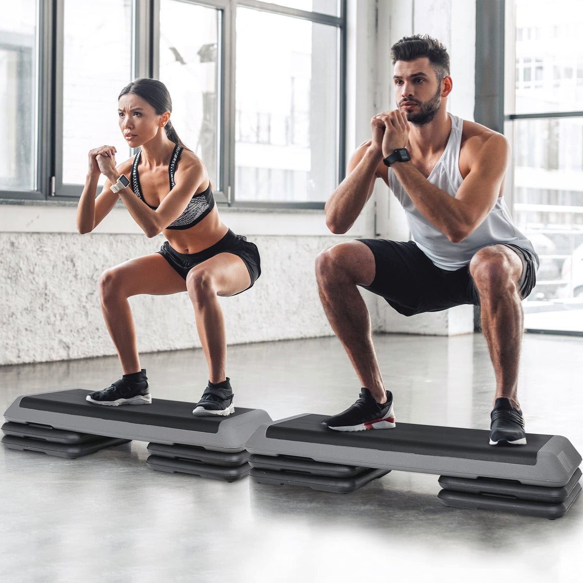 43" Adjustable Aerobic Exercise Step Platform with 4 Removable Risers Z443