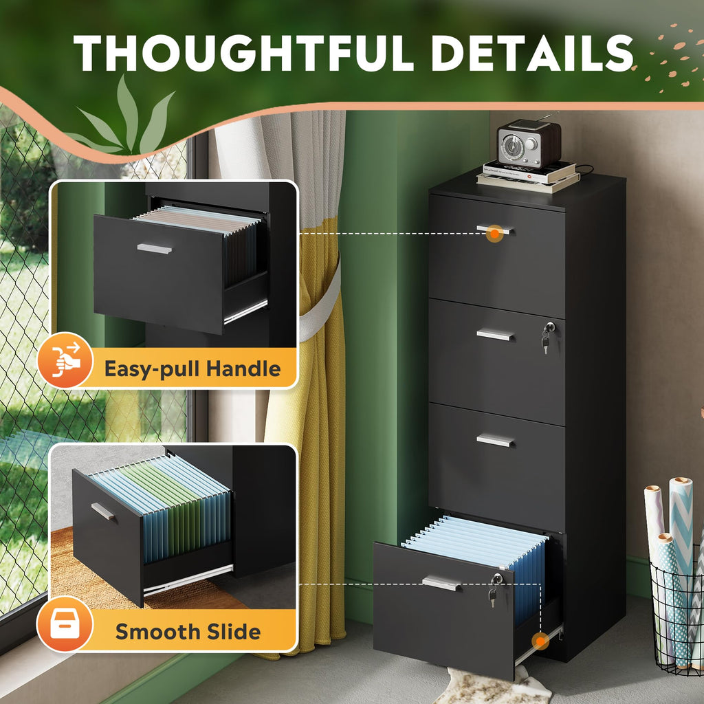 4 Drawer Wood File Cabinet with Lock F42943
