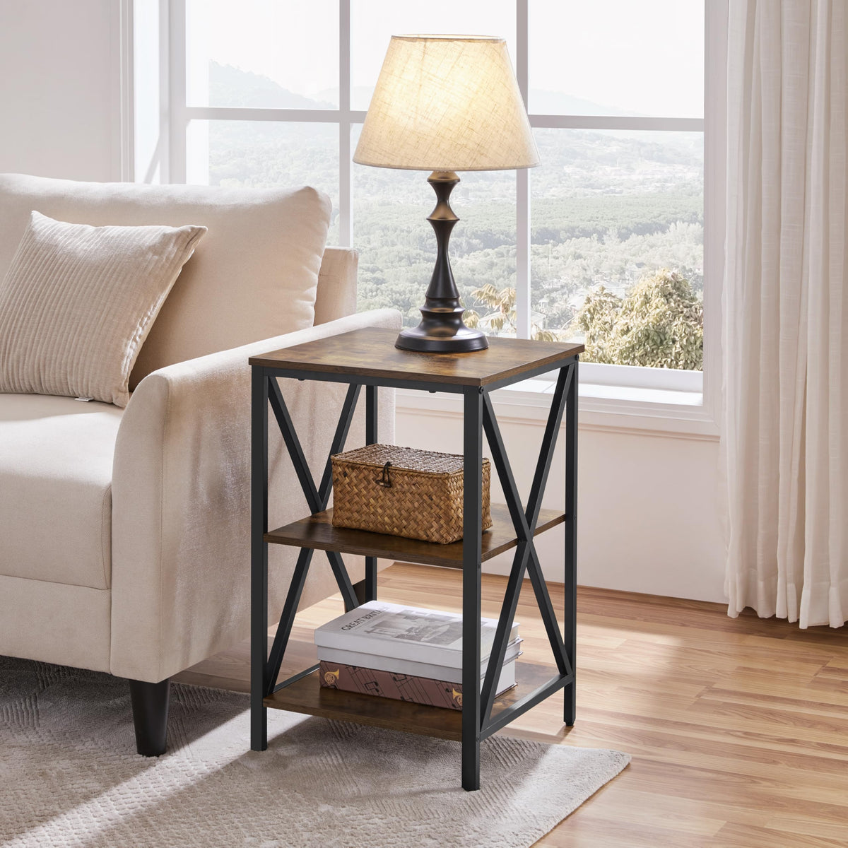 Rustic 3-Tier End Tables Set of 2 Z927