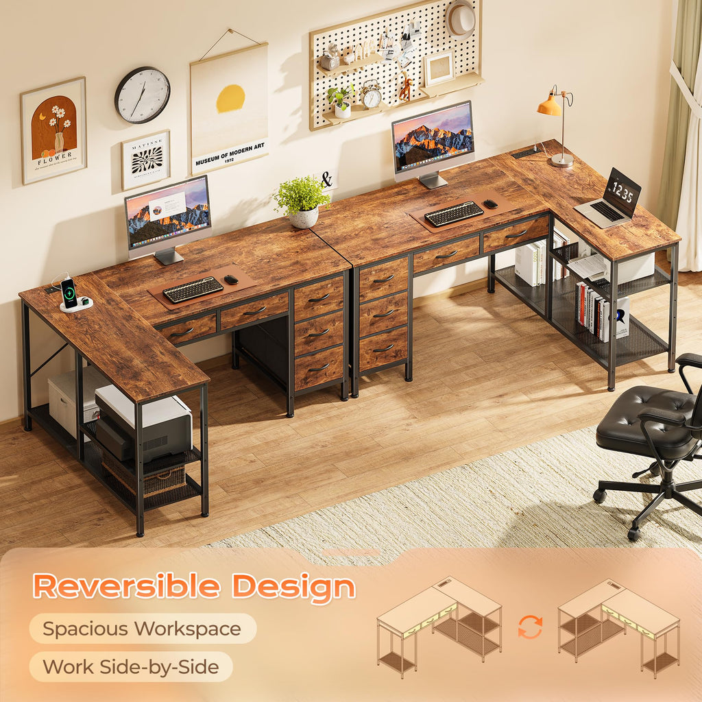 47 Inch L Shaped Desk with Power Outlets V9547