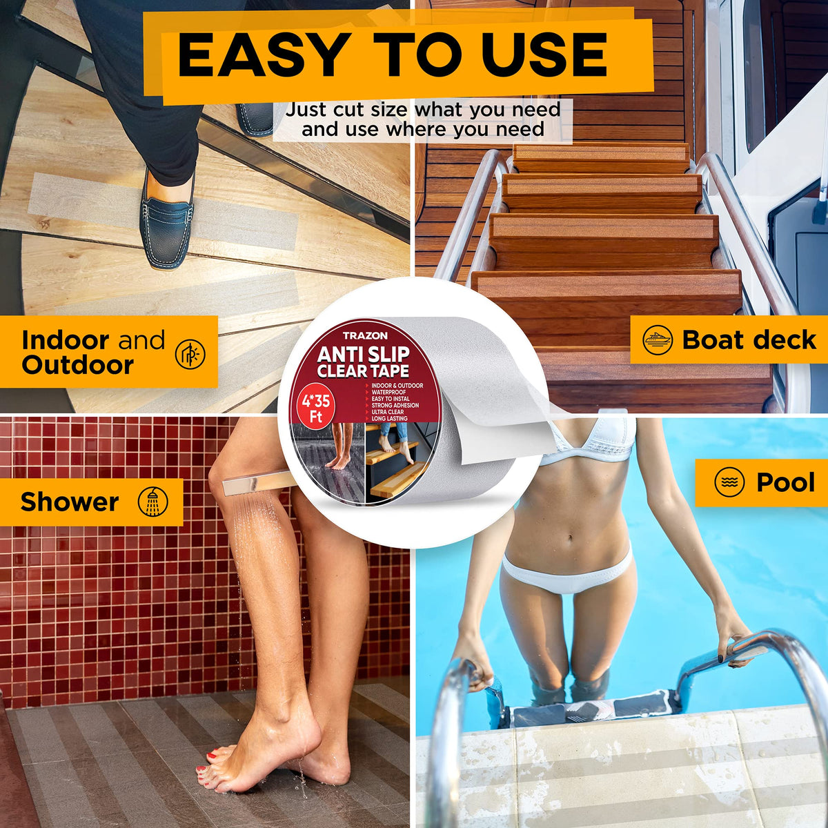 Clear Heavy Duty Anti Slip Tape 4In*35Ft K5768