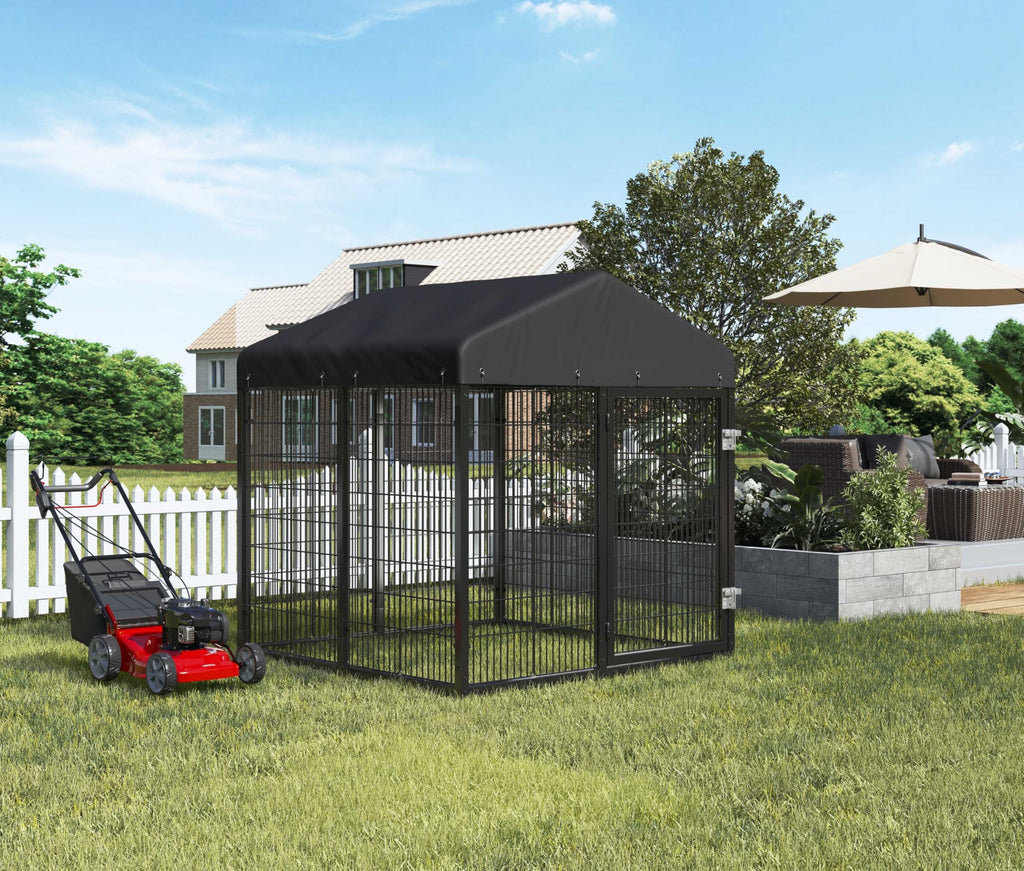 Large Heavy Duty Galvanized Steel Dog Kennel with Roof A36355