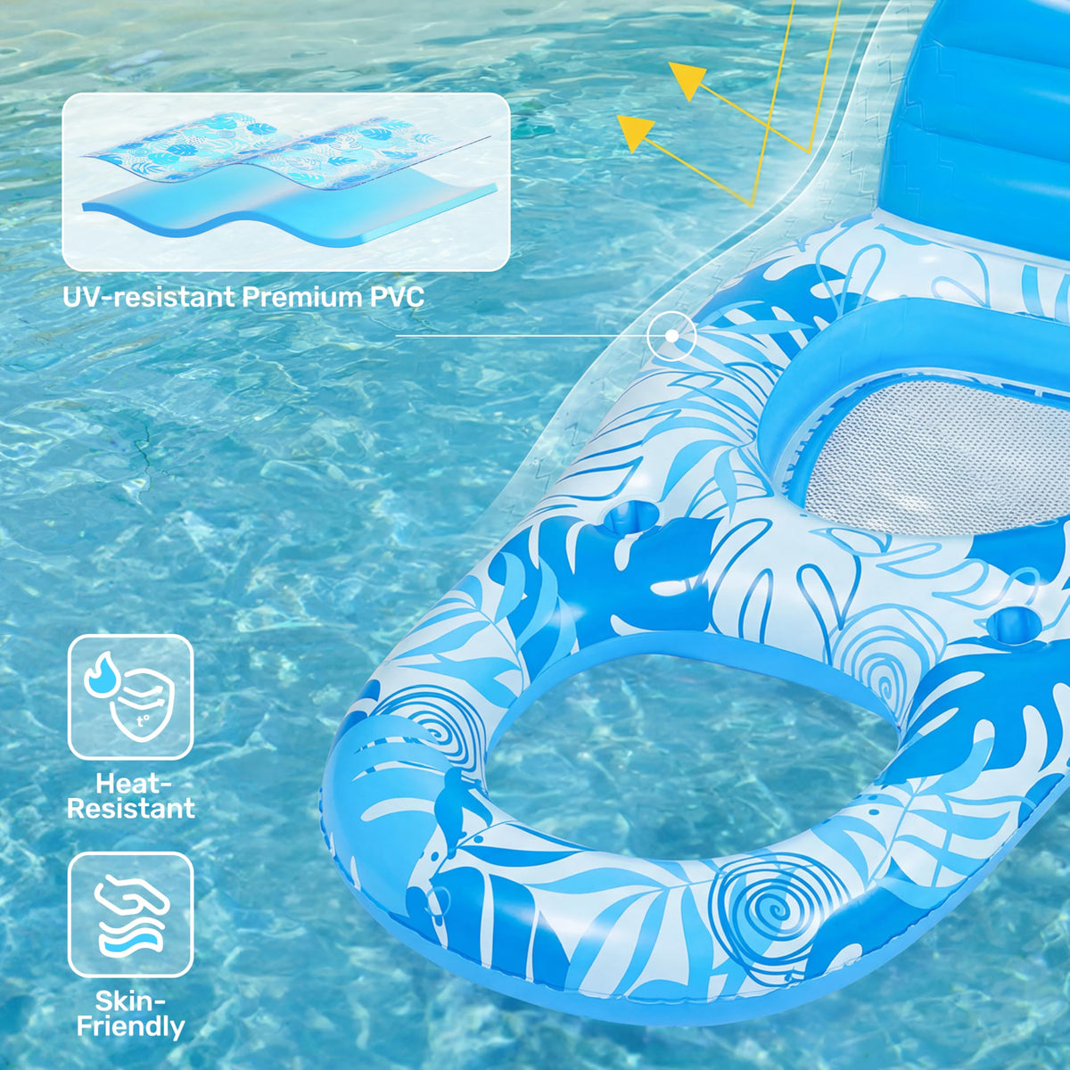 Inflatable Pool Float Lounger with Cup Holders Y524969