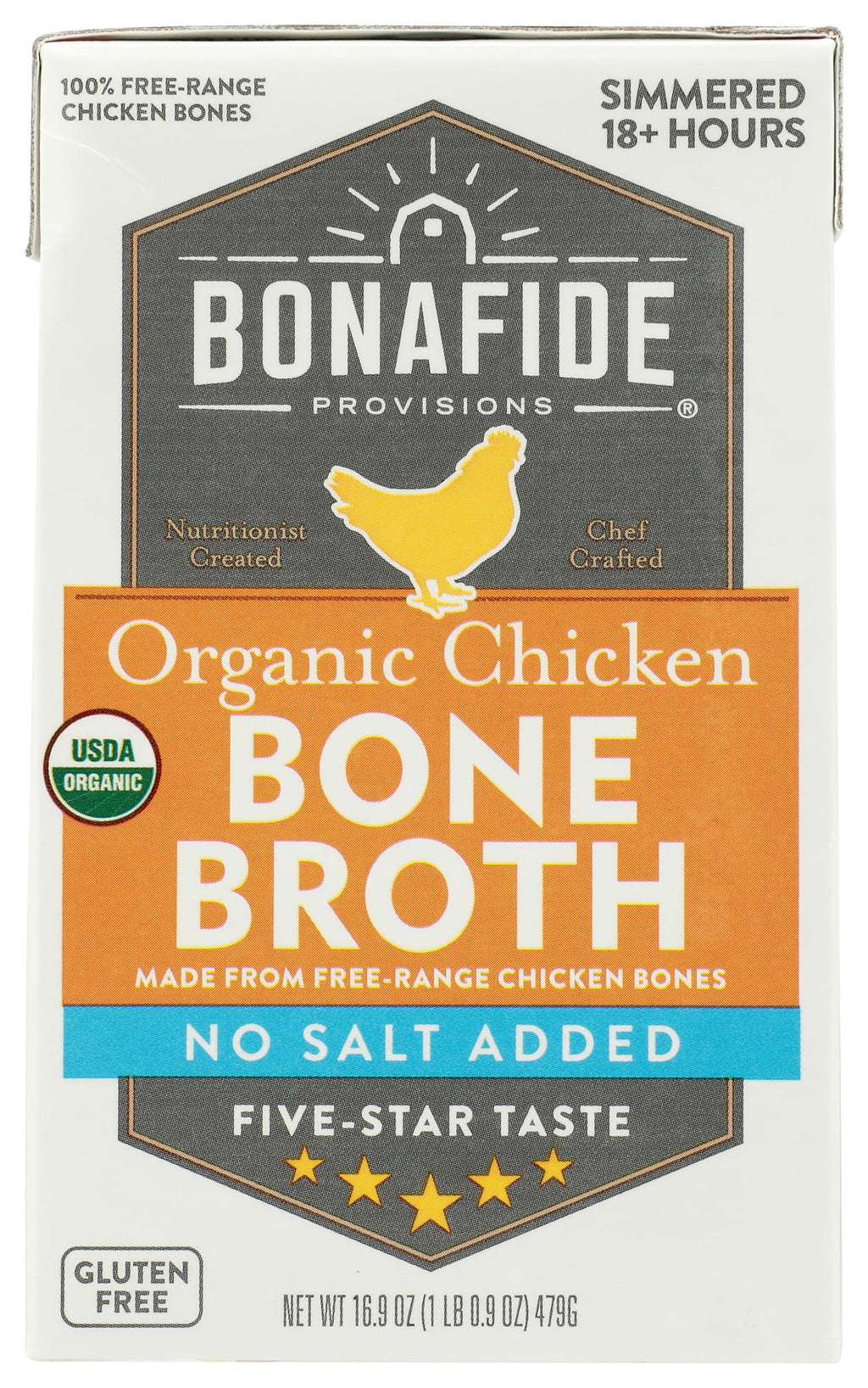 Chicken Bone Broth No Salt Added Organic 16.9 Ounce H4034