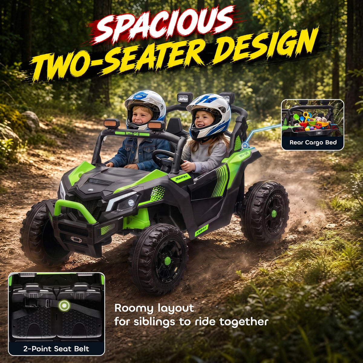 24V 2 Seater Ride On Truck Car Green C2201