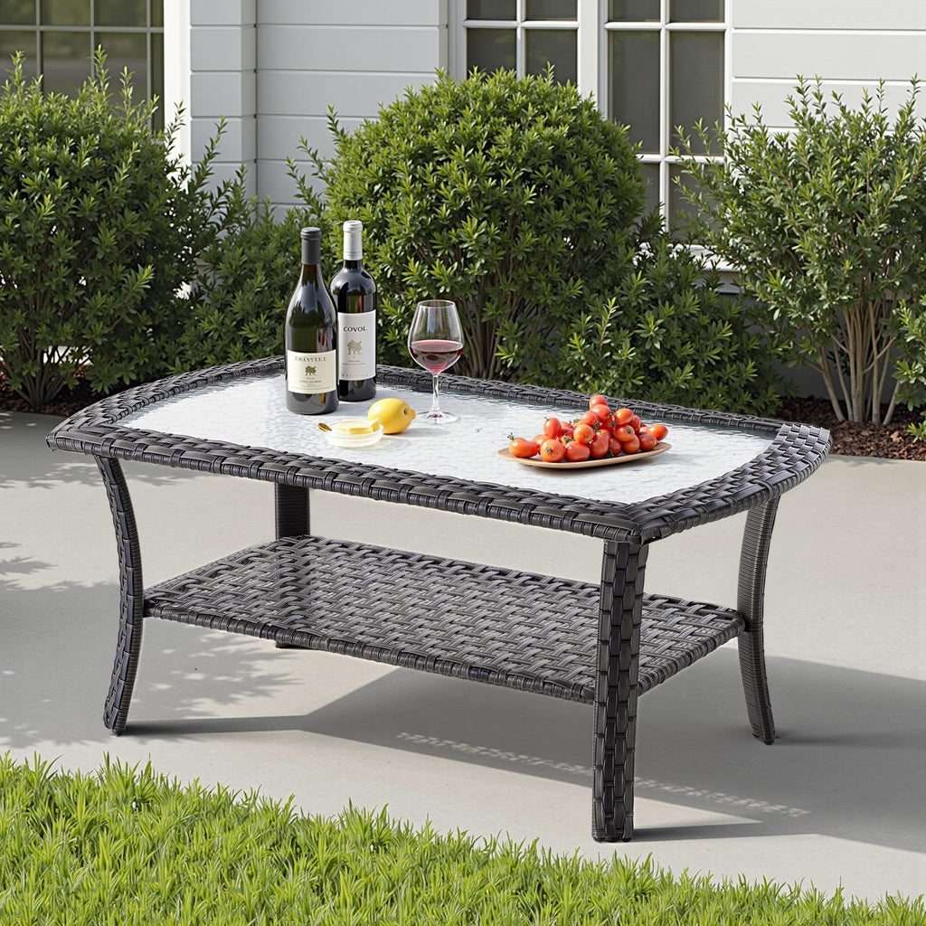 2 Pieces Blue Wicker Patio Bistro Set C61257