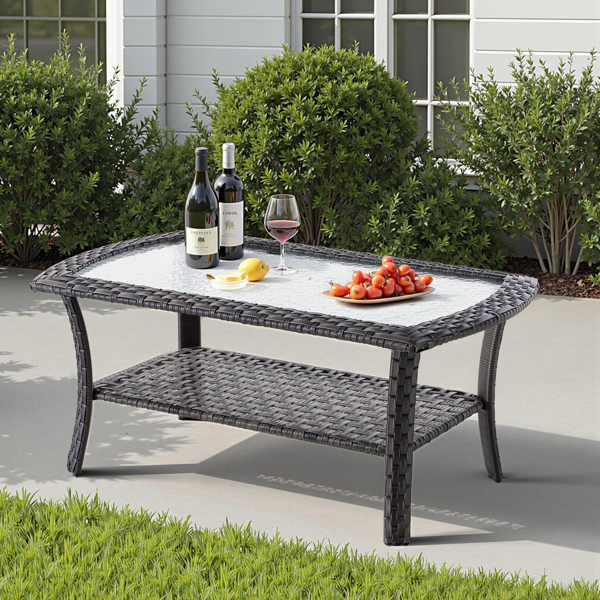 2 Pieces Blue Wicker Patio Bistro Set C61257
